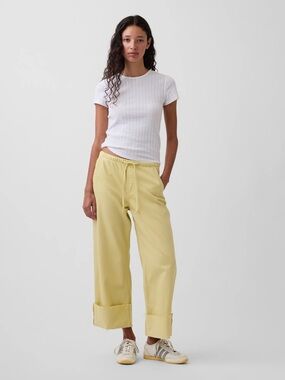Gap Yellow Denim Cuffed Tie Waist Pants, BNWT, size M